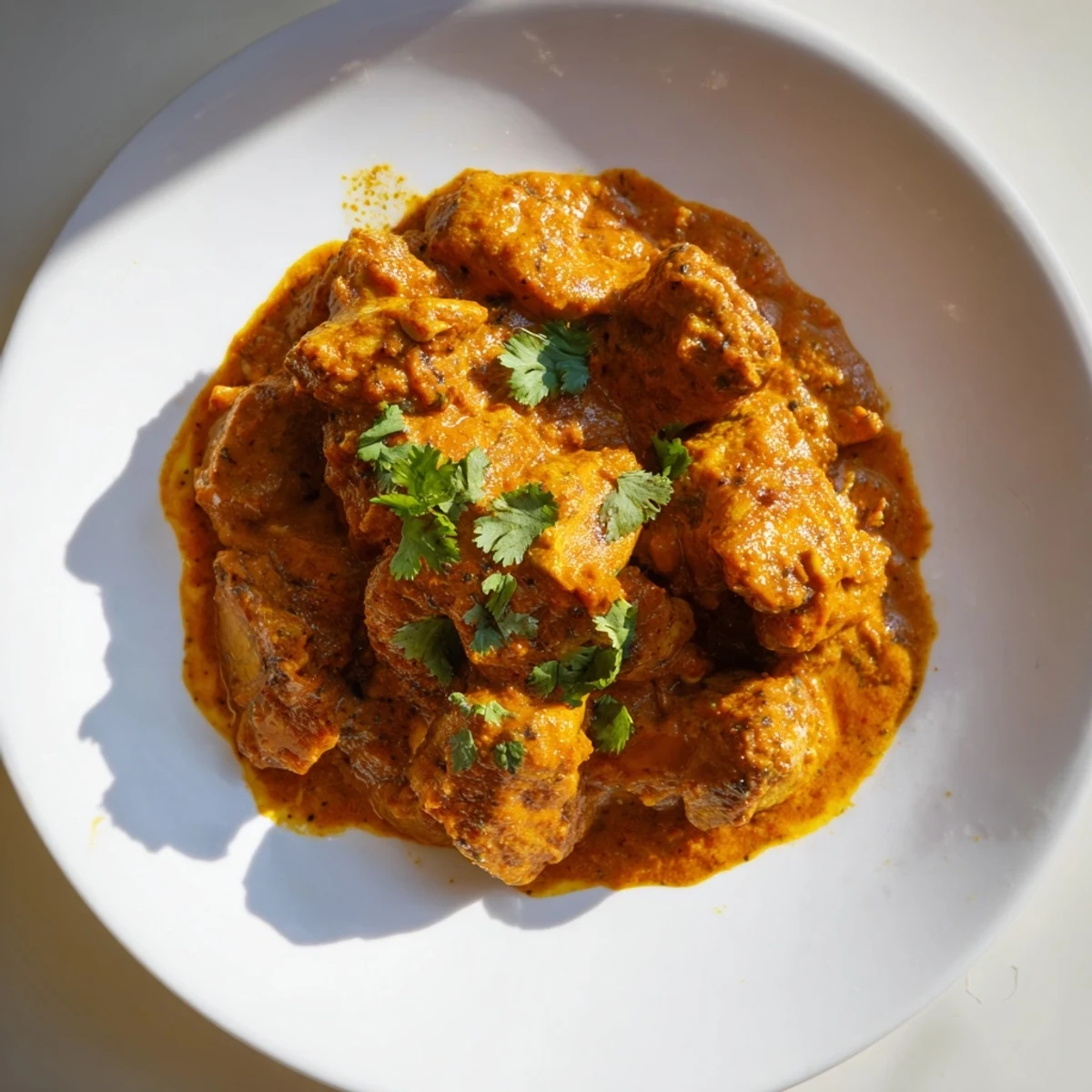 Vibrant Chicken Tikka Masala in a warm, flavorful sauce, served with fluffy white rice.