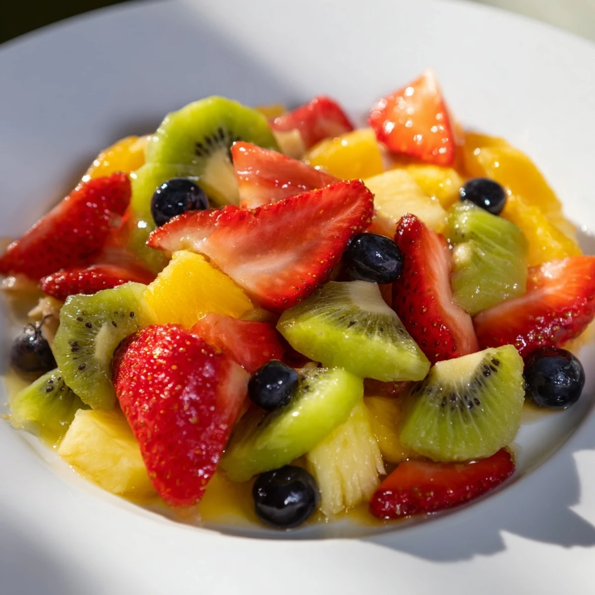 Sweet and tangy fruit salad, a refreshing dessert, features juicy strawberries and grapes ready to eat.