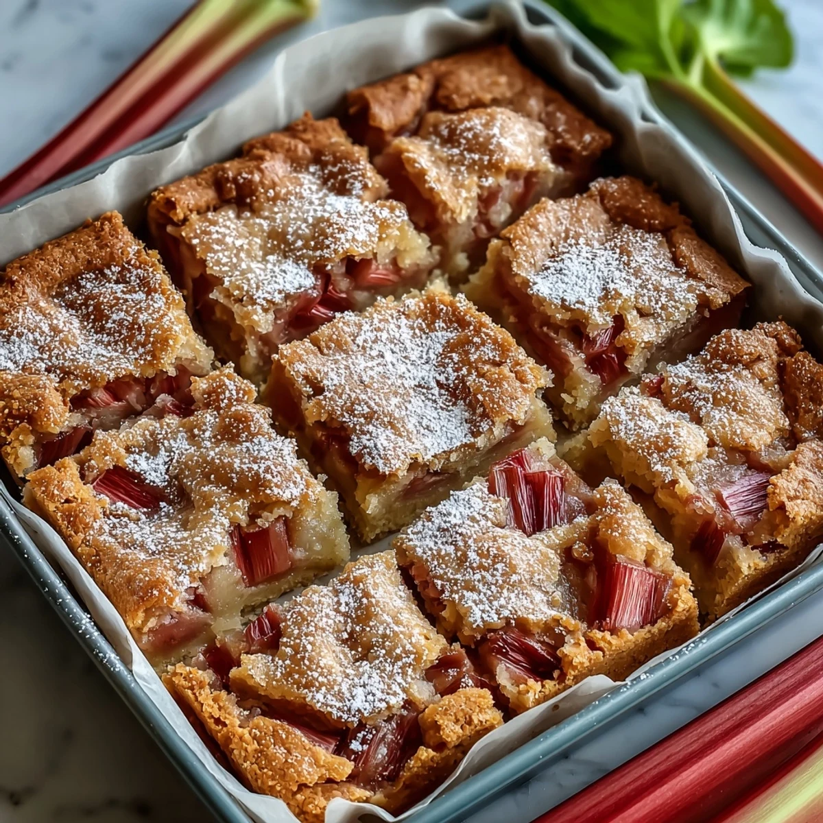 Rhubarb Custard Bars with Shortbread Crust
