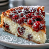 Plump, vibrant cherries are baked in a soft, eggy batter, a perfect clafoutis.