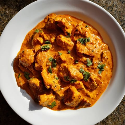 Chicken Tikka Masala, a richly spiced, creamy tomato sauce brimming with tender chicken pieces.
