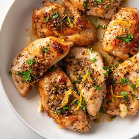 Perfectly cooked lemon pepper chicken, showing tender, golden-brown chicken ready to serve.