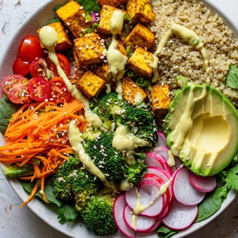 Vibrant nourishing bowl with tahini