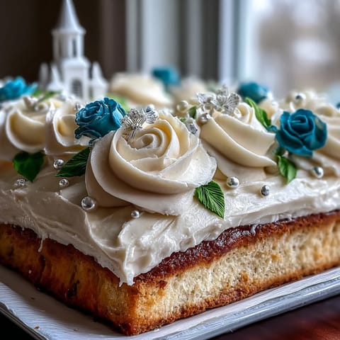 Festive sheet cake with buttercream roses and edible diploma, perfect for graduation celebrations.  