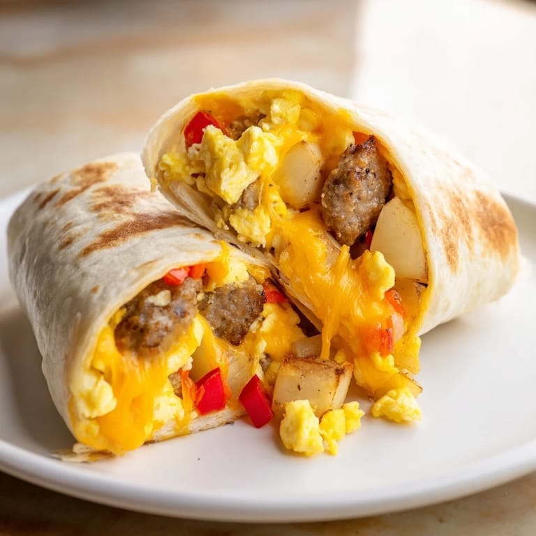 Enjoy a steaming, satisfying breakfast burrito—filled with savory bacon and warm fillings.