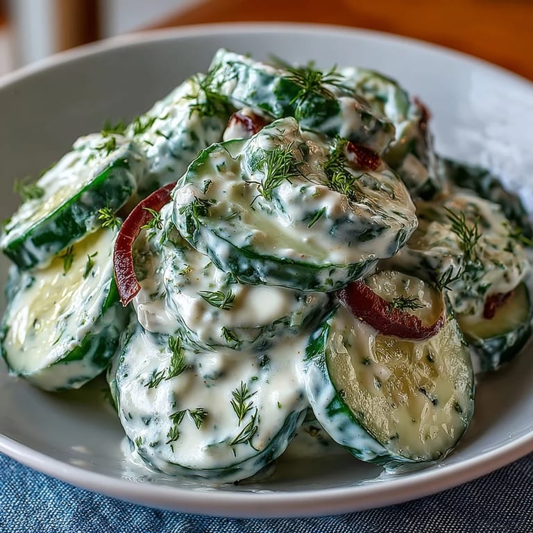 Healthy Creamy Cucumber Salad with Dill and Greek Yogurt, a crisp, cooling dish perfect for picnics or light meals.