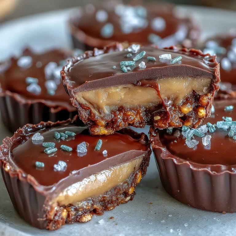 Salty-sweet peanut butter eggs nestle in crunchy pretzel crusts under glossy chocolate topping.  