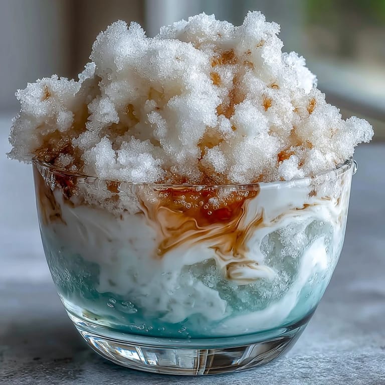 TikTok Cloud Slushie in clear glasses, showcasing a creamy, frosty blend of soda and ice, perfect for a refreshing treat.