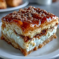 Golden Easy Cinco de Mayo Sopapilla Cheesecake Bars with flaky crust.